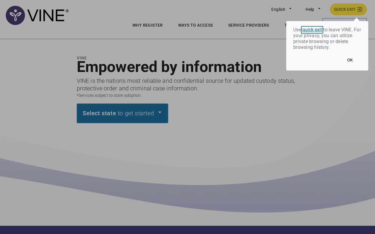VINELink public custody search used to check Missouri participation and a person’s status